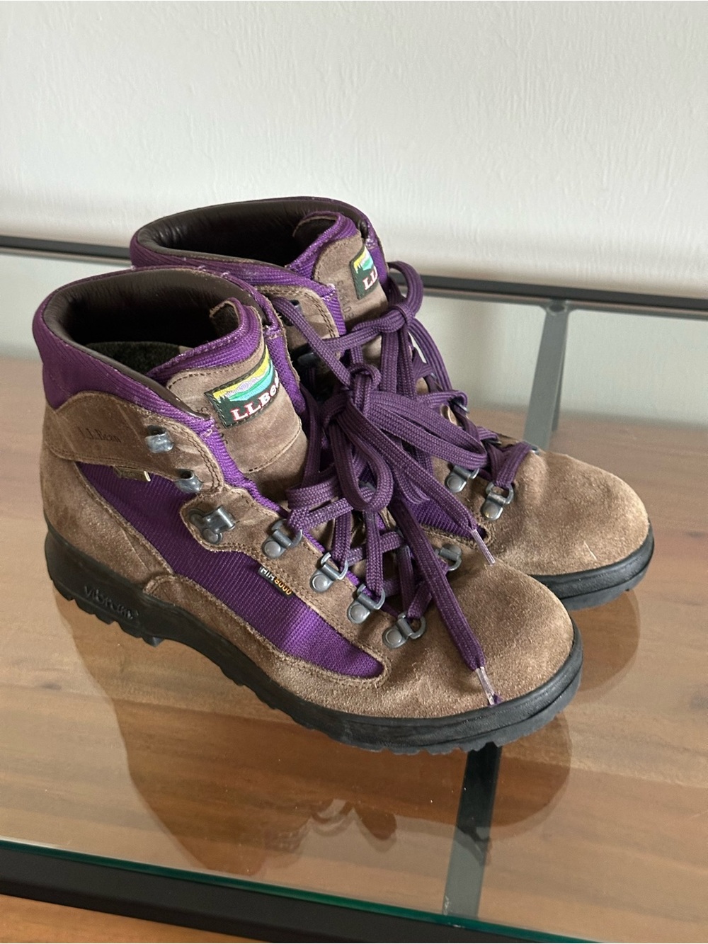 L.L. Bean Vibram Gore-Tex Women 7 Purple Brown Hiking Boots Outdoors Y2k